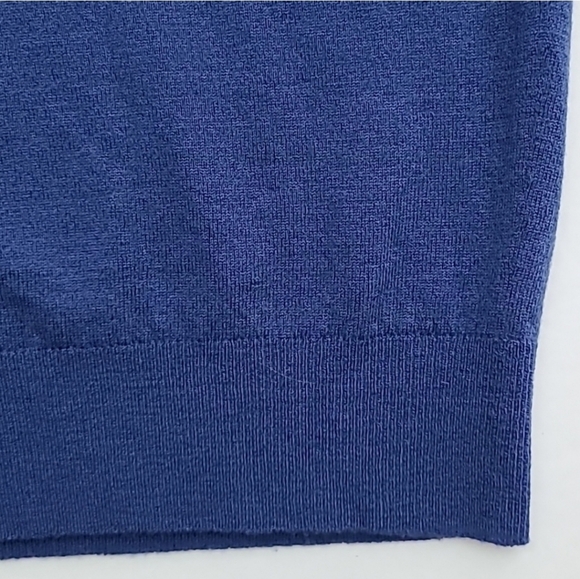 Glenbrae Men's Blue Merino Spirol V Neck Pullover Sweater  Made in UK Size Small - Picture 3 of 13